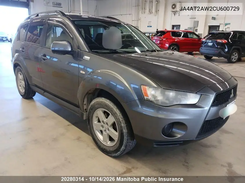 MITSUBISHI OUTLANDER 2012, VIN JA4AT2AW2CU600729