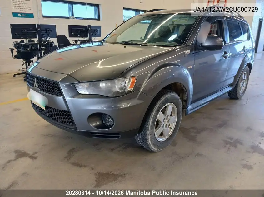 2012 MITSUBISHI OUTLANDER VIN JA4AT2AW2CU600729 — фото 2