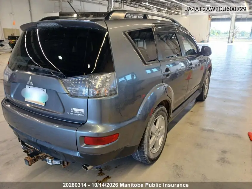 2012 MITSUBISHI OUTLANDER VIN JA4AT2AW2CU600729 — фото 3