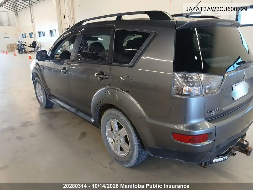 2012 MITSUBISHI OUTLANDER VIN JA4AT2AW2CU600729 — фото 4