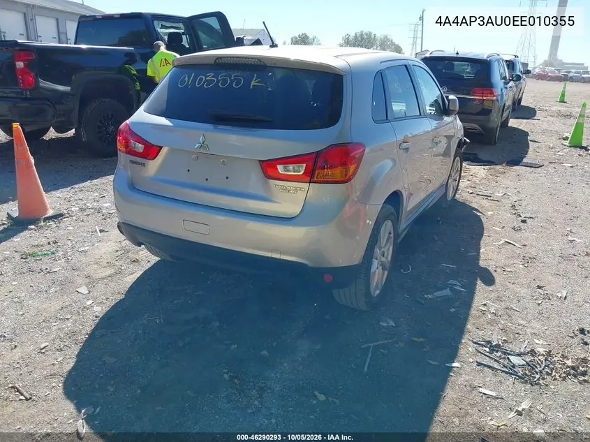2014 MITSUBISHI OUTLANDER VIN 4A4AP3AU0EE010355 — фото 4