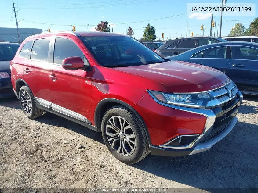 MITSUBISHI OUTLANDER 2016, VIN JA4AZ2A33GZ611199