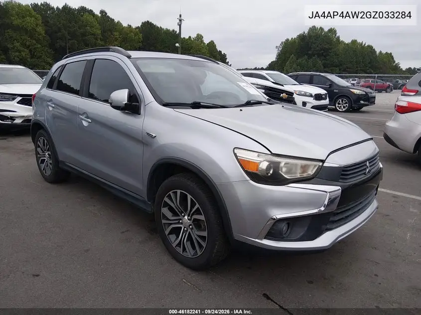 MITSUBISHI OUTLANDER 2016, VIN JA4AP4AW2GZ033284