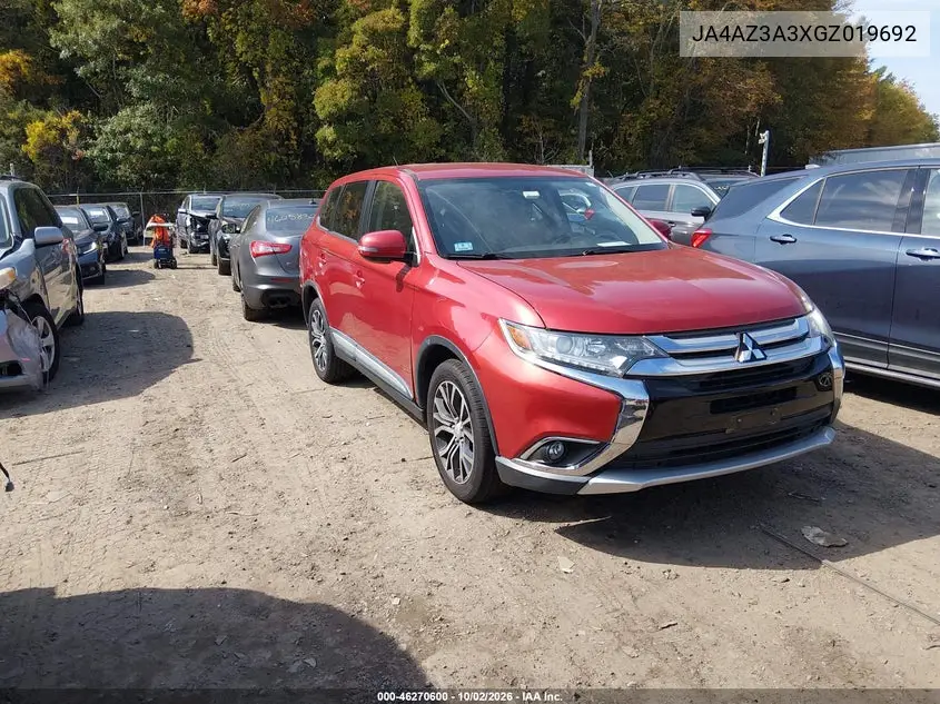 MITSUBISHI OUTLANDER 2016, VIN JA4AZ3A3XGZ019692