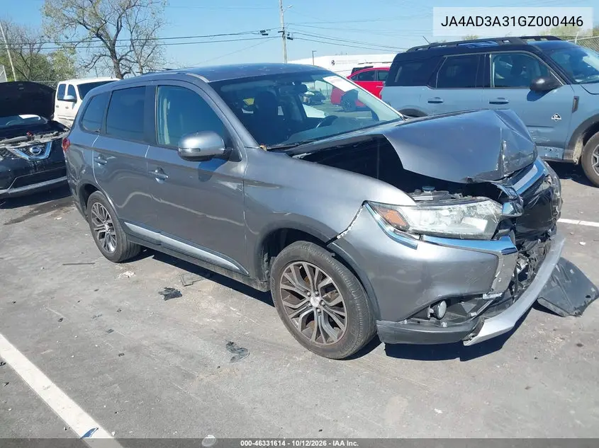 MITSUBISHI OUTLANDER 2016, VIN JA4AD3A31GZ000446