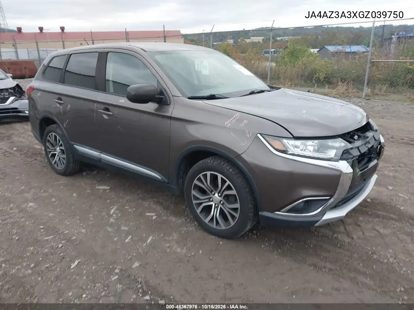 MITSUBISHI OUTLANDER 2016, VIN JA4AZ3A3XGZ039750