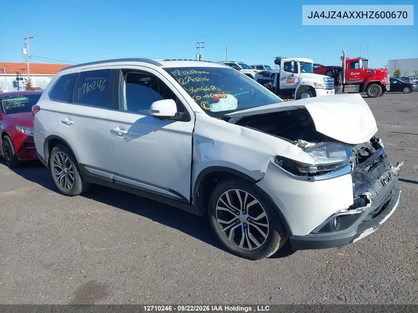 MITSUBISHI OUTLANDER 2017, VIN JA4JZ4AXXHZ600670