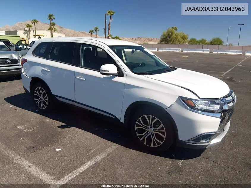 MITSUBISHI OUTLANDER 2017, VIN JA4AD3A33HZ043963