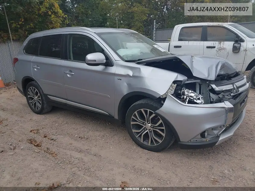 MITSUBISHI OUTLANDER 2017, VIN JA4JZ4AXXHZ039807