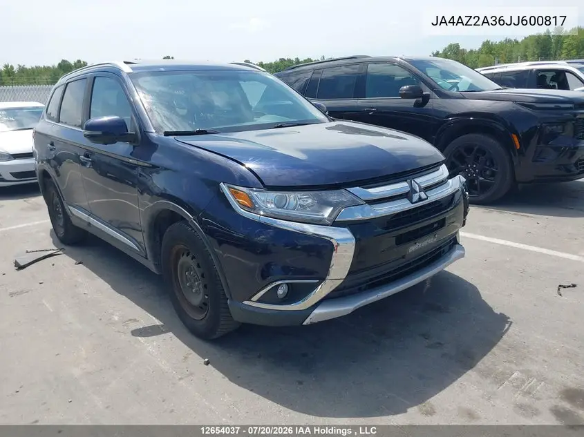 MITSUBISHI OUTLANDER 2018, VIN JA4AZ2A36JJ600817