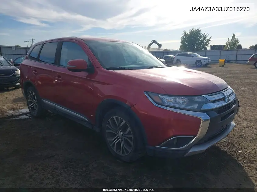 MITSUBISHI OUTLANDER 2018, VIN JA4AZ3A33JZ016270