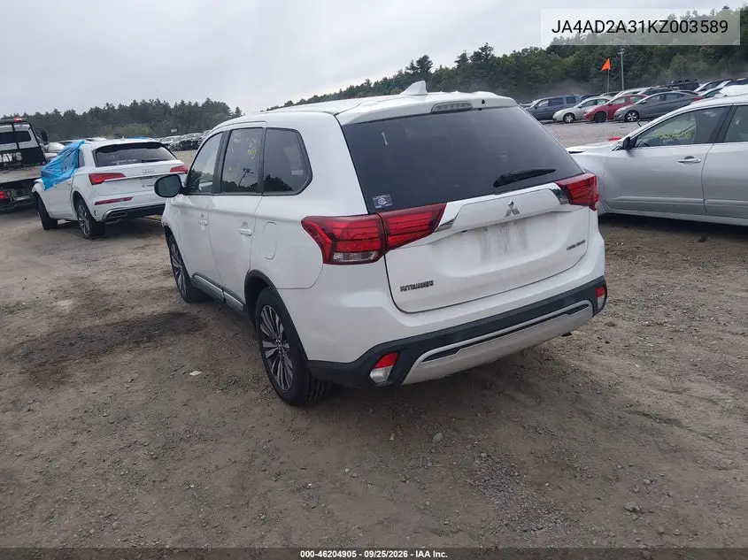 2019 MITSUBISHI OUTLANDER VIN JA4AD2A31KZ003589 — фото 3
