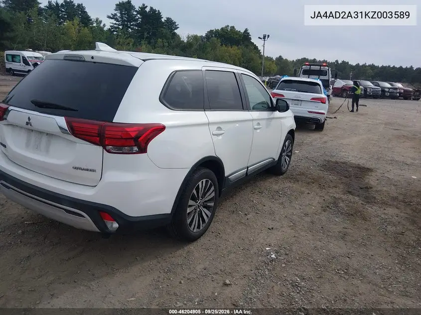 2019 MITSUBISHI OUTLANDER VIN JA4AD2A31KZ003589 — фото 4