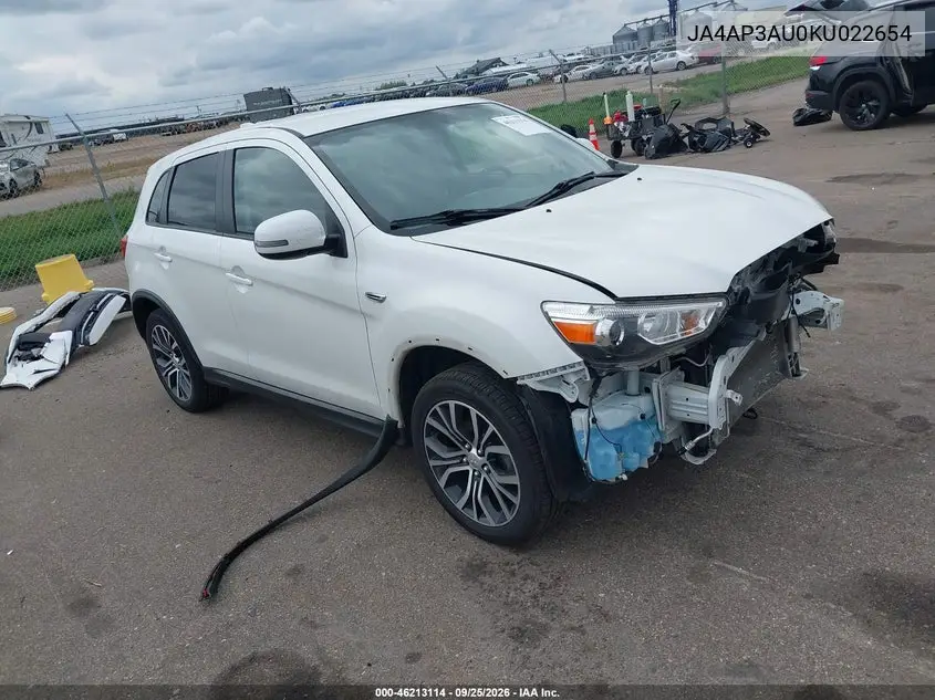 MITSUBISHI OUTLANDER 2019, VIN JA4AP3AU0KU022654