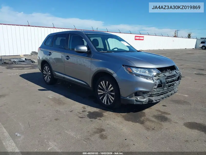 MITSUBISHI OUTLANDER 2019, VIN JA4AZ3A30KZ019869