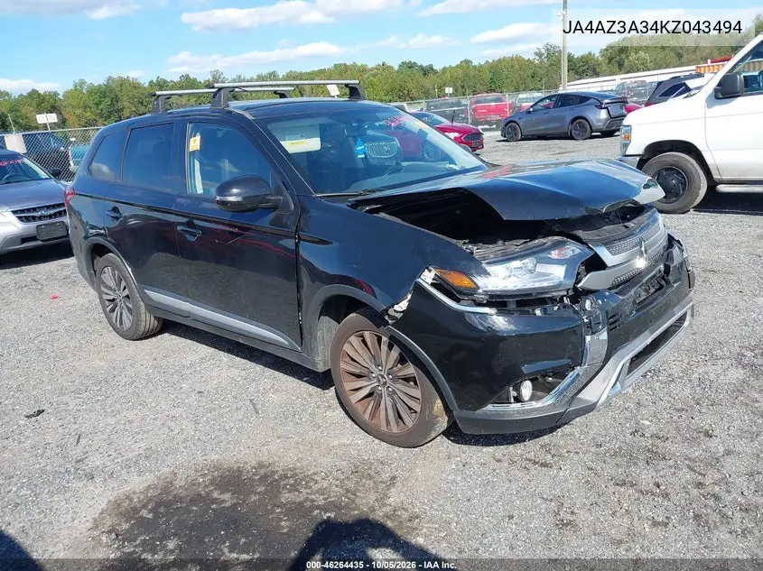 MITSUBISHI OUTLANDER 2019, VIN JA4AZ3A34KZ043494