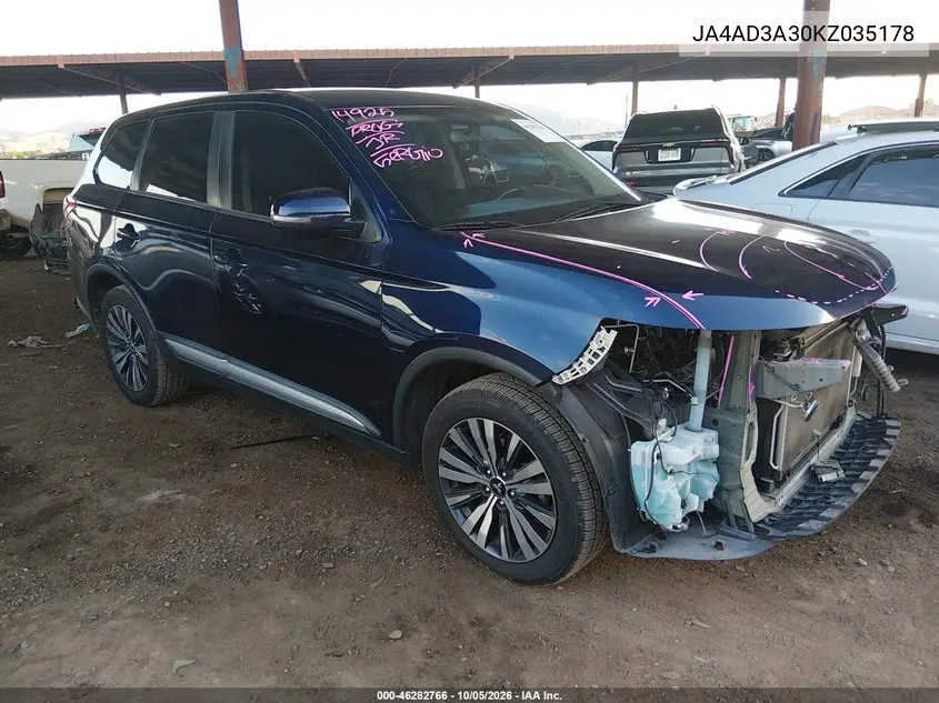 MITSUBISHI OUTLANDER 2019, VIN JA4AD3A30KZ035178