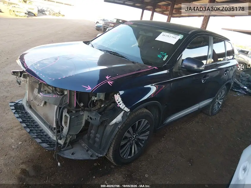 2019 MITSUBISHI OUTLANDER VIN JA4AD3A30KZ035178 — фото 2
