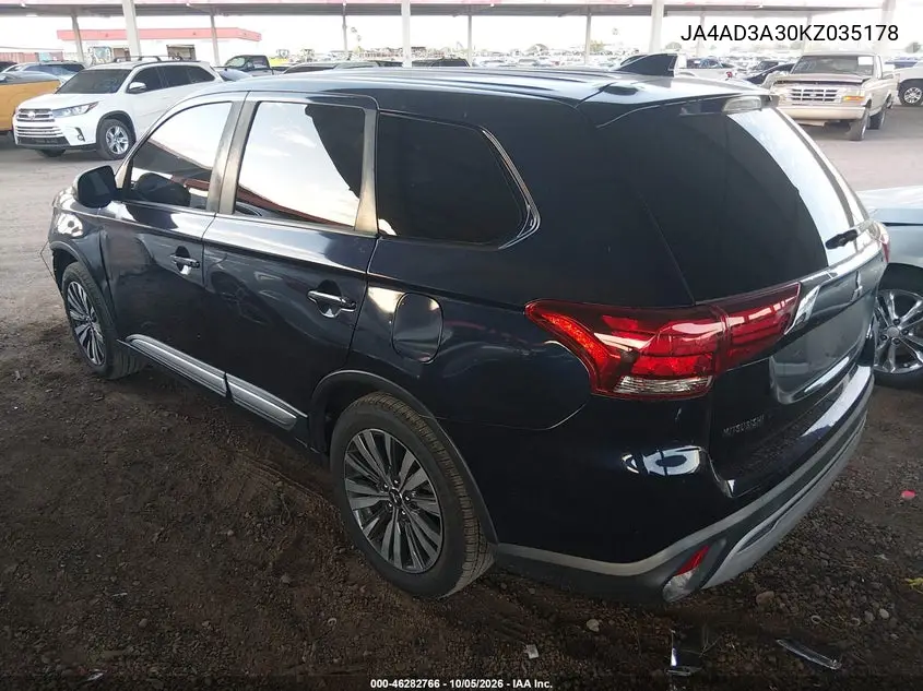 2019 MITSUBISHI OUTLANDER VIN JA4AD3A30KZ035178 — фото 3