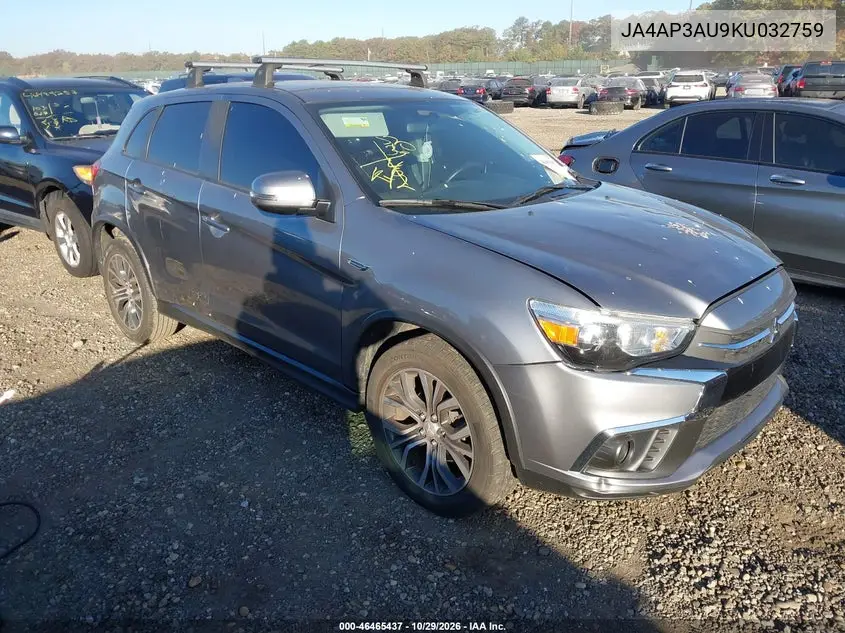 MITSUBISHI OUTLANDER 2019, VIN JA4AP3AU9KU032759