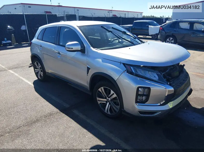 MITSUBISHI OUTLANDER 2021, VIN JA4APVAU3MU034182