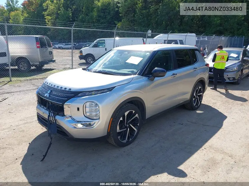 2022 MITSUBISHI OUTLANDER VIN JA4J4TA80NZ033480 — фото 2