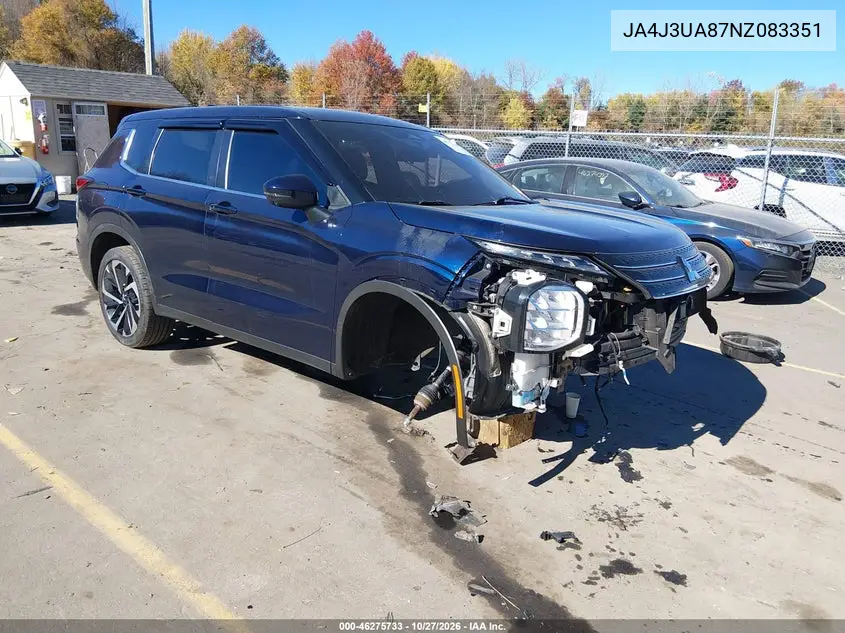 MITSUBISHI OUTLANDER 2022, VIN JA4J3UA87NZ083351