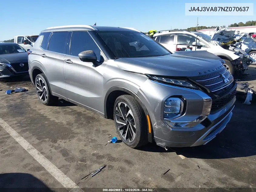 MITSUBISHI OUTLANDER 2022, VIN JA4J3VA87NZ070637
