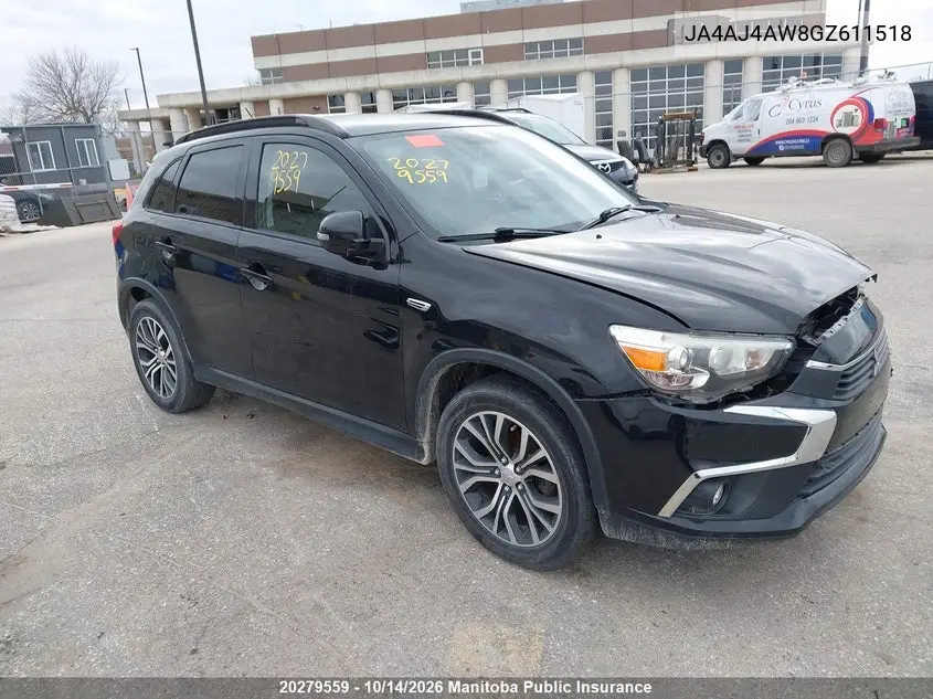 MITSUBISHI RVR 2016, VIN JA4AJ4AW8GZ611518