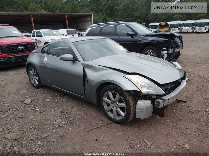 NISSAN 350Z 2003, VIN JN1AZ34D63T102417