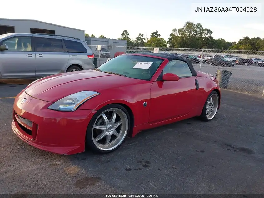 NISSAN 350Z 2004, VIN JN1AZ36A34T004028