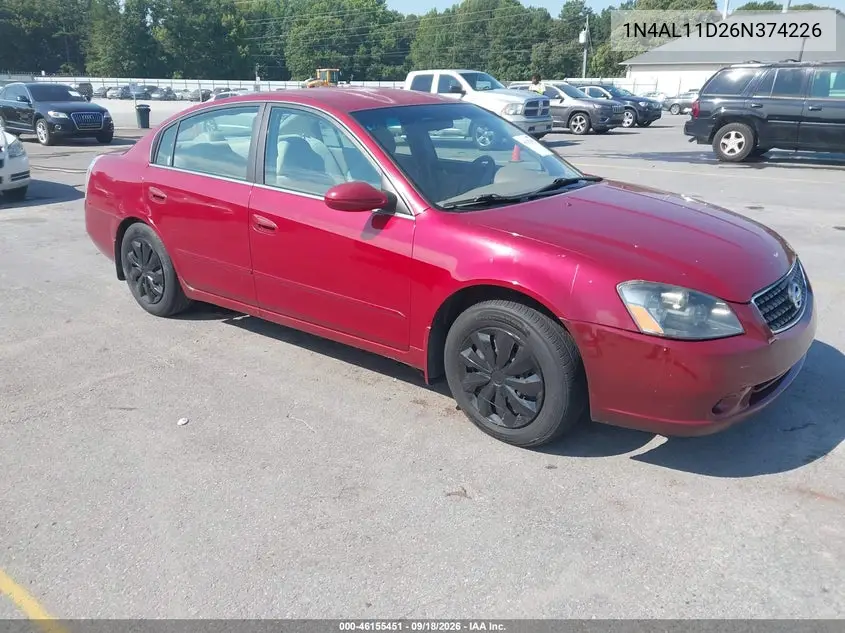 NISSAN ALTIMA 2006, VIN 1N4AL11D26N374226