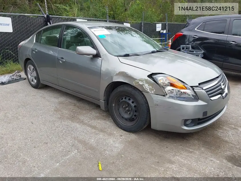 NISSAN ALTIMA 2008, VIN 1N4AL21E58C241215