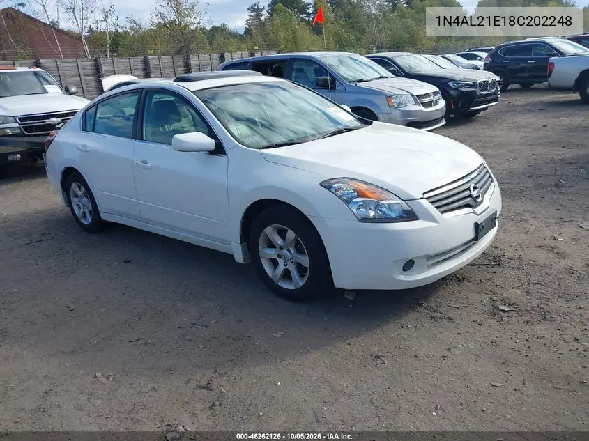 NISSAN ALTIMA 2008, VIN 1N4AL21E18C202248