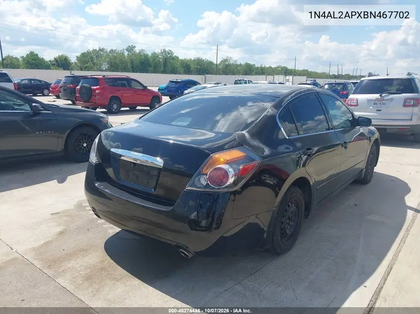 2011 NISSAN ALTIMA VIN 1N4AL2APXBN467702 — фото 4