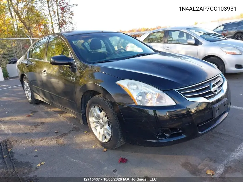NISSAN ALTIMA 2012, VIN 1N4AL2AP7CC103931