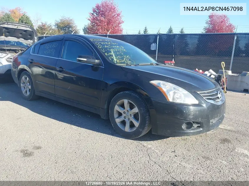 NISSAN ALTIMA 2012, VIN 1N4AL2AP8CN467098