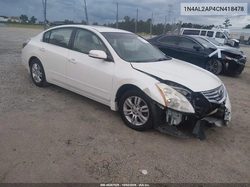 NISSAN ALTIMA 2012, VIN 1N4AL2AP4CN418478