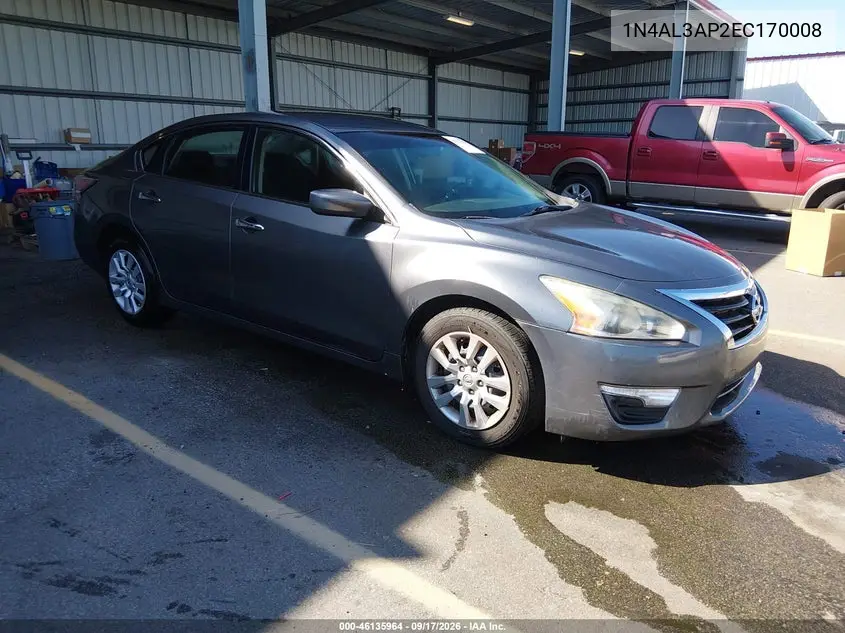 NISSAN ALTIMA 2014, VIN 1N4AL3AP2EC170008