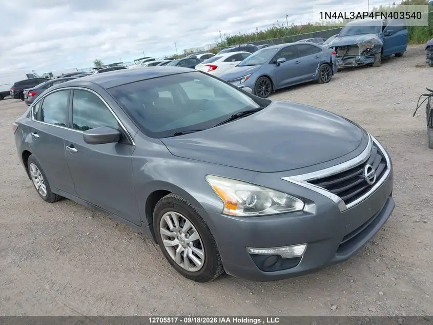 NISSAN ALTIMA 2015, VIN 1N4AL3AP4FN403540