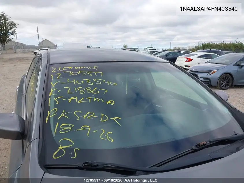 2015 NISSAN ALTIMA VIN 1N4AL3AP4FN403540 — фото 16