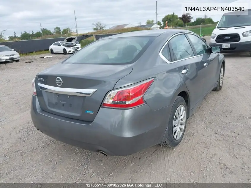 2015 NISSAN ALTIMA VIN 1N4AL3AP4FN403540 — фото 4