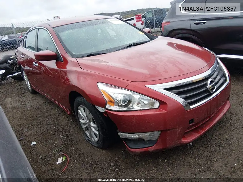 NISSAN ALTIMA 2015, VIN 1N4AL3AP2FC106357