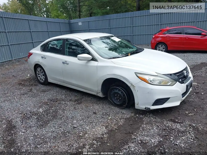 NISSAN ALTIMA 2016, VIN 1N4AL3AP6GC137645