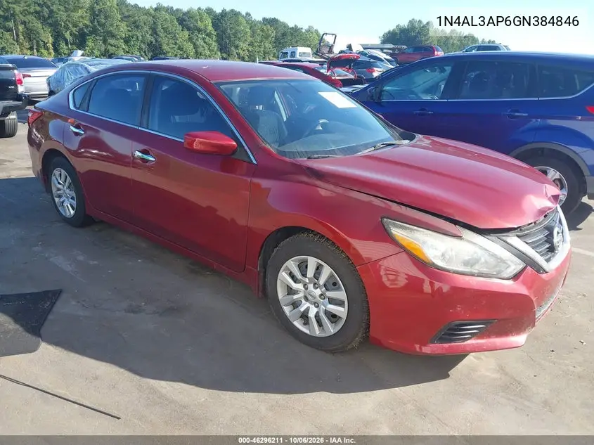 NISSAN ALTIMA 2016, VIN 1N4AL3AP6GN384846