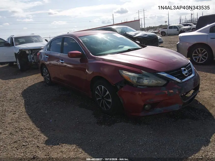 NISSAN ALTIMA 2016, VIN 1N4AL3AP4GN343535