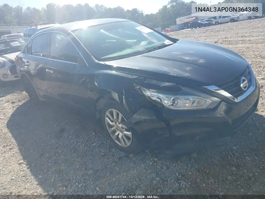 NISSAN ALTIMA 2016, VIN 1N4AL3AP0GN364348