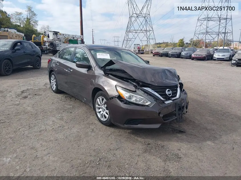 NISSAN ALTIMA 2016, VIN 1N4AL3APXGC251700