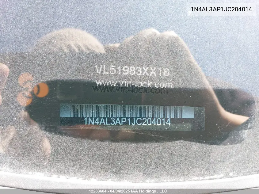 2018 NISSAN ALTIMA VIN 1N4AL3AP1JC204014 — фото 9