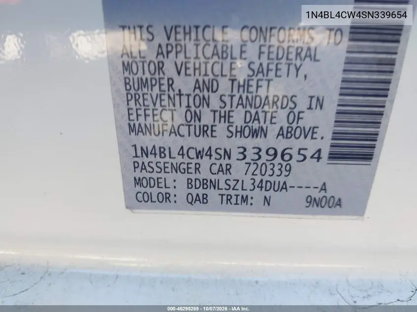 2025 NISSAN ALTIMA VIN 1N4BL4CW4SN339654 — фото 9